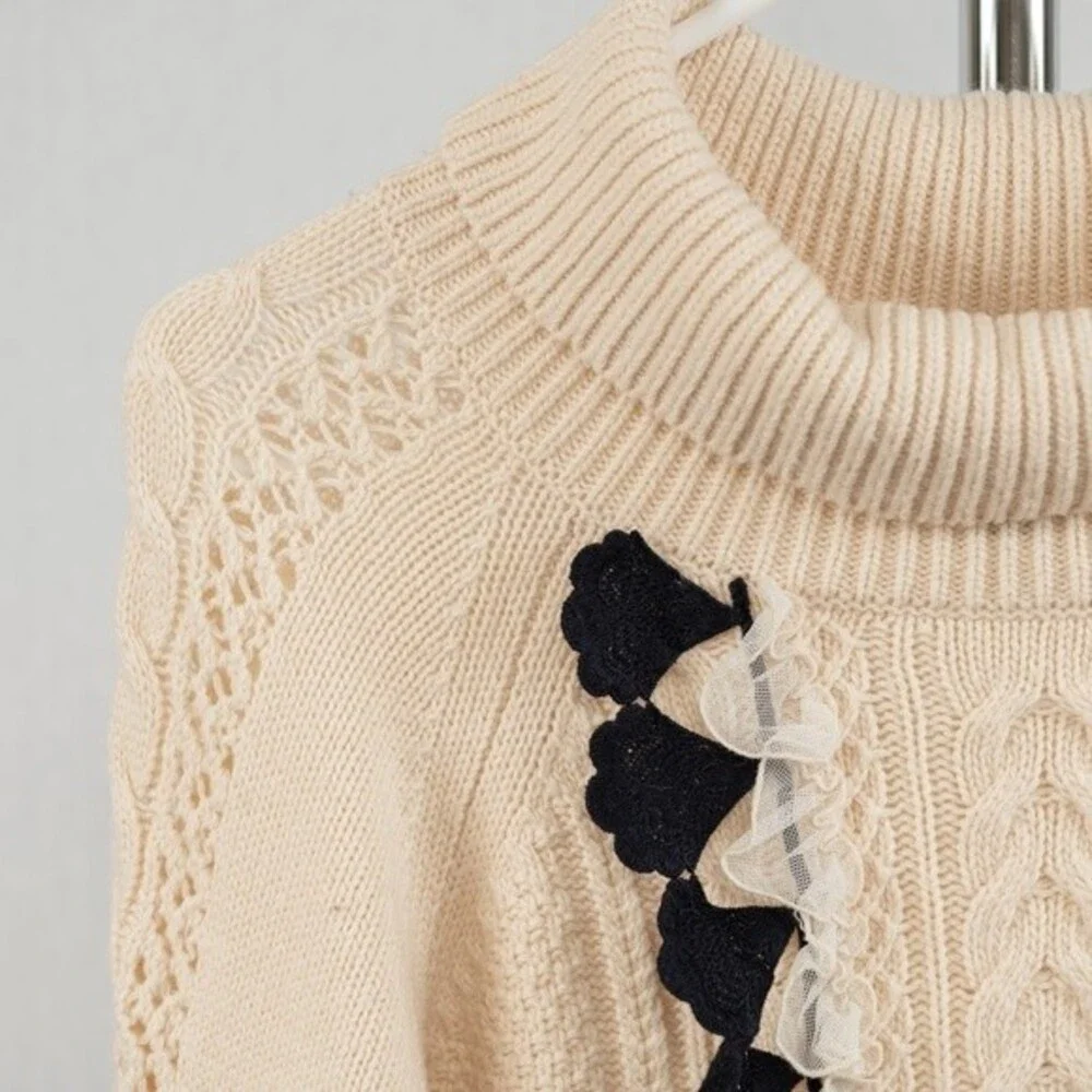 J. Crew Embellished cable sweater size XL